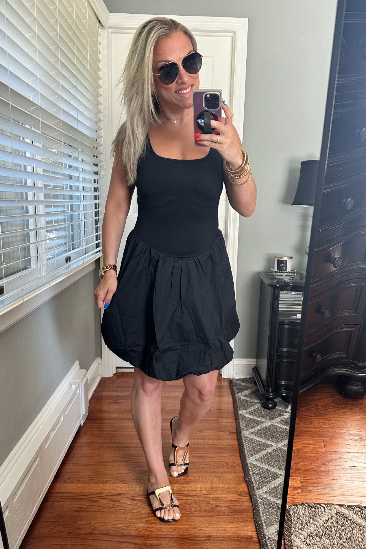 Cute LBD with bubble hem. Stretchy torso. Super comfortable. Wearing a size small.

#LTKOver40