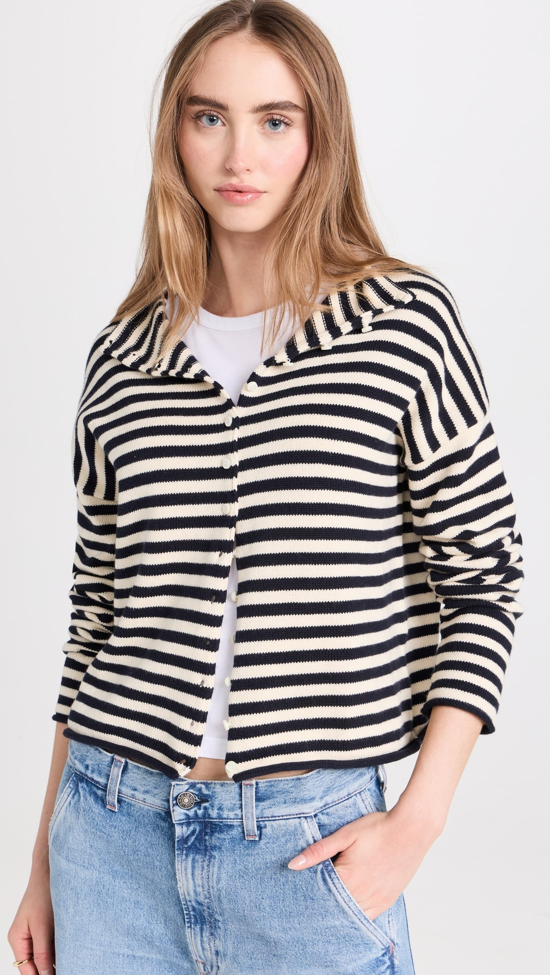 Taylor Cardigan in Stripe Cotton Cashmere Blend | Shopbop
