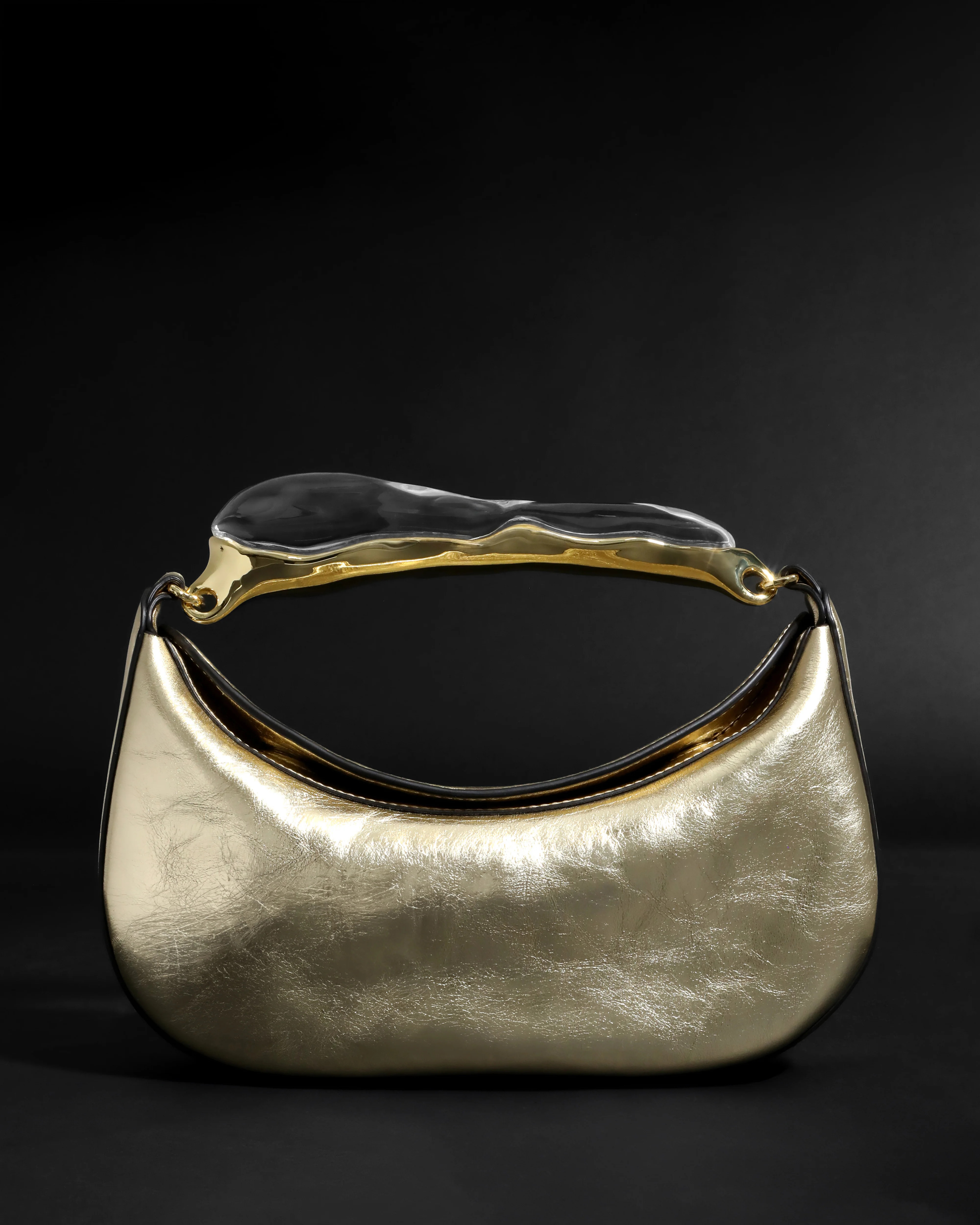 Soft Gold Water Stone Handle Clutch | Statement Clutch Purse | Alexis Bittar