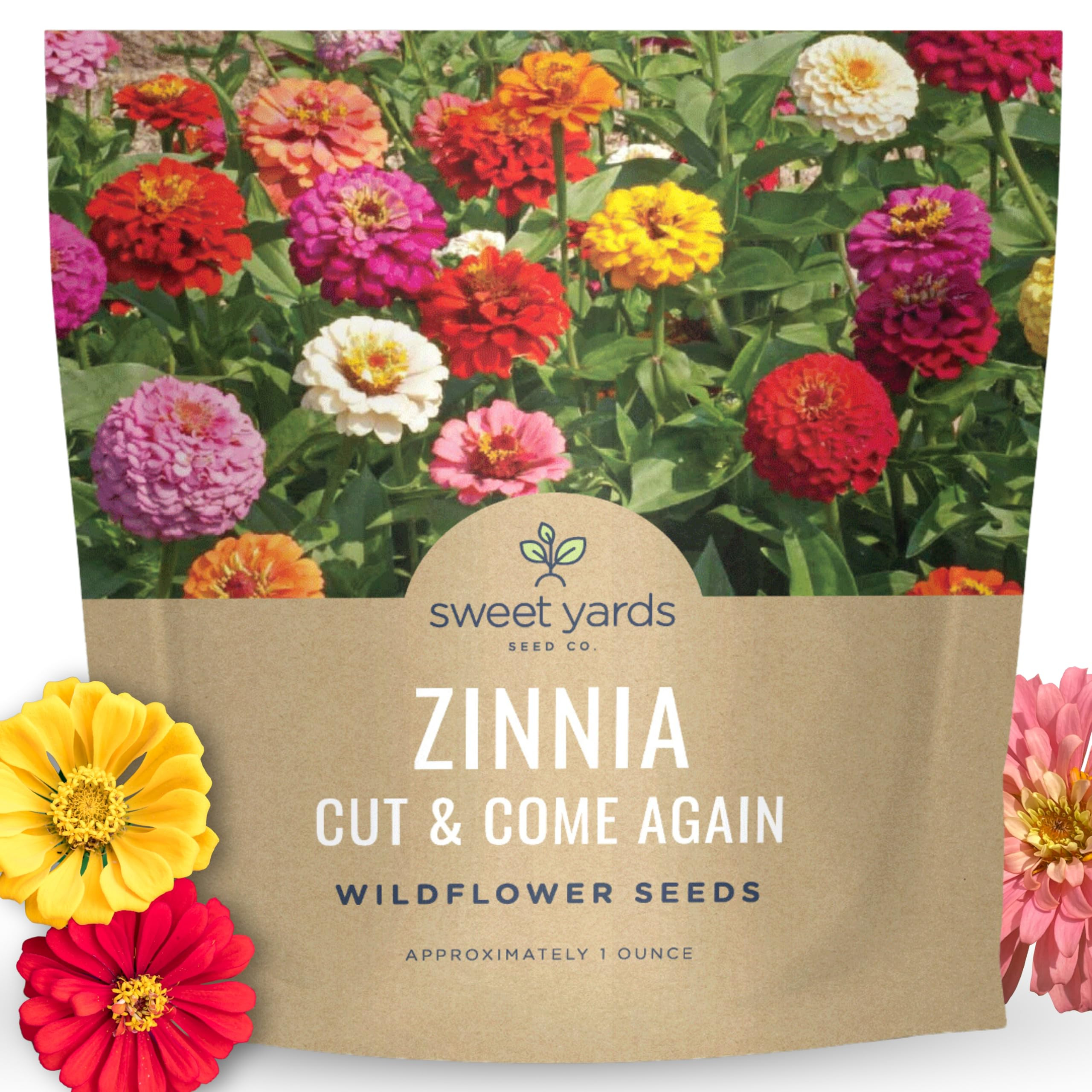 Zinnia Cut & Come Again Mix - Large 1 Ounce Packet - 4,000 Flower Seeds for Planting - Zinnia ele... | Amazon (US)
