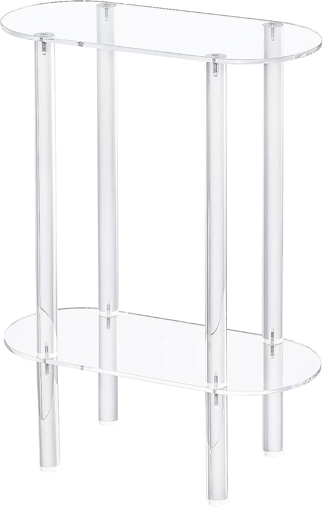 HMYHUM Acrylic Narrow Side Table for Small Spaces, 7" Wide Skinny Nightstand/Bedside Table for Be... | Amazon (US)