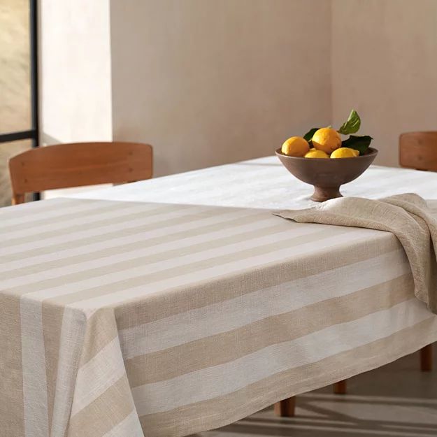 Natural Wide Stripe Tablecloth | The White Company (UK)