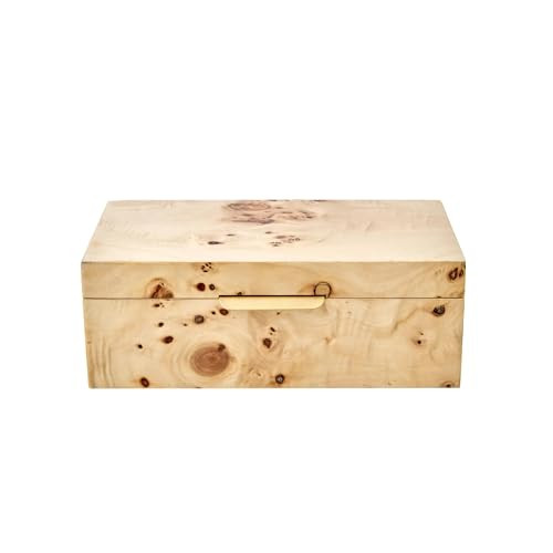 CNEIESD Storage Box with Lid, Natural Solid Wood with Burlwood Grain, Jewelry Keepsake Organizer, Protective Lined Interior, 7.5 x 4.25 x 2.5 Inches | Amazon (US)