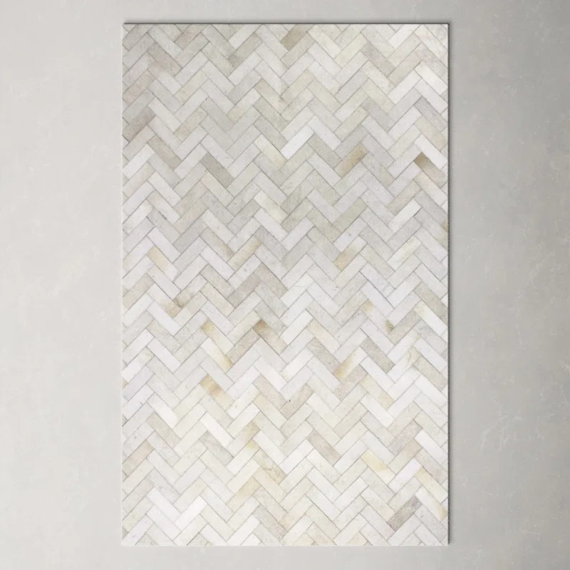 Marsha Handmade Cowhide Leather Cream Rug | Wayfair North America