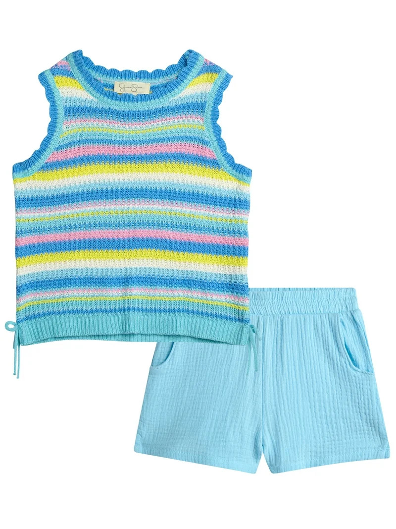 Jessica Simpson Girls' 2-piece Crochet top and Woven Short set, Sizes 4-16 | Walmart (US)
