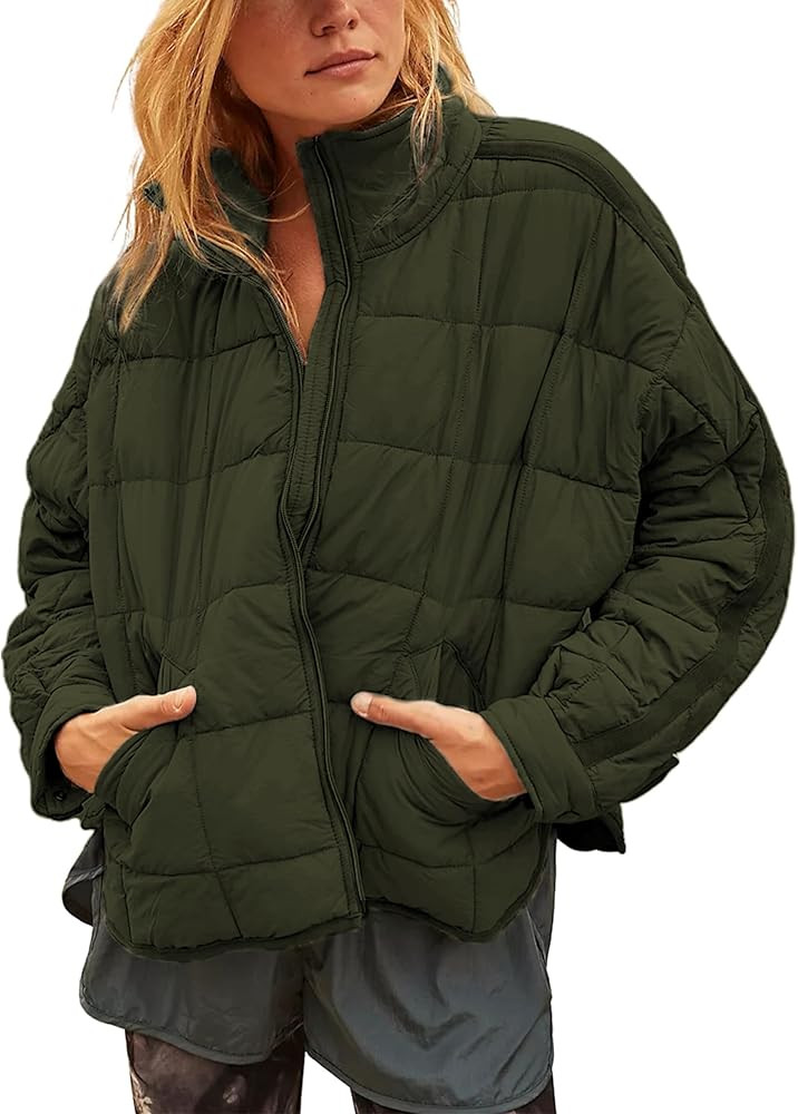 Bianstore Women's Oversized Splice Quilted Lightweight Puffer Jacket Casual Padded Coat | Amazon (US)