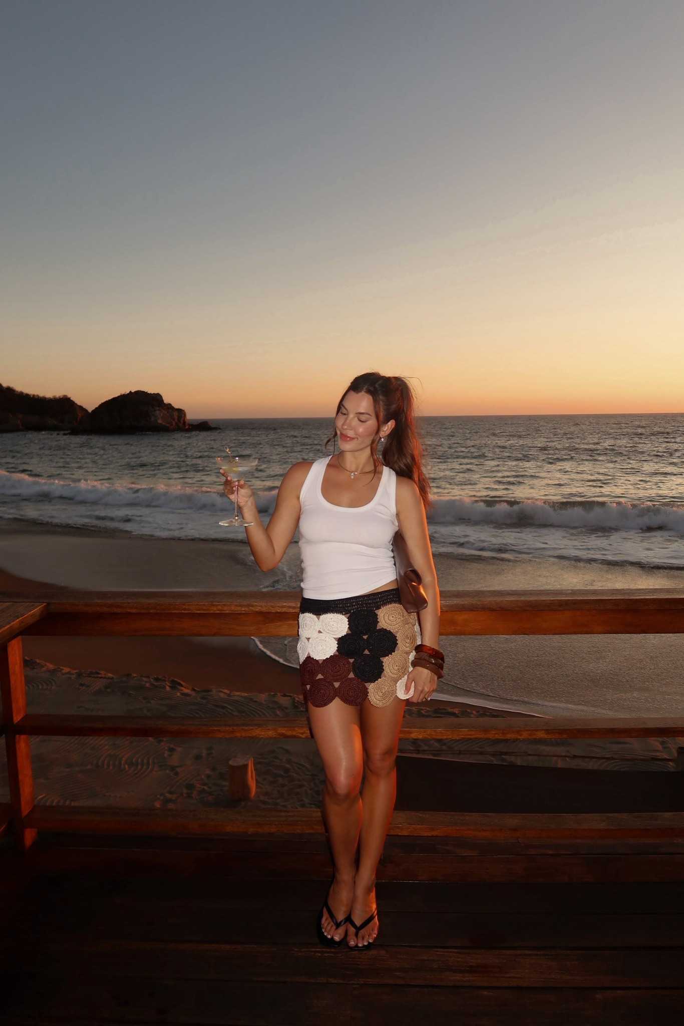 One of my favorite dinner outfits from the trip!!! 🍸 (skirt size small) 

Aritzia, basics, neutrals, dinner date outfit, resort wear, summer outfit ideas, spring, Mexico, Cabo, Europe, Amazon finds