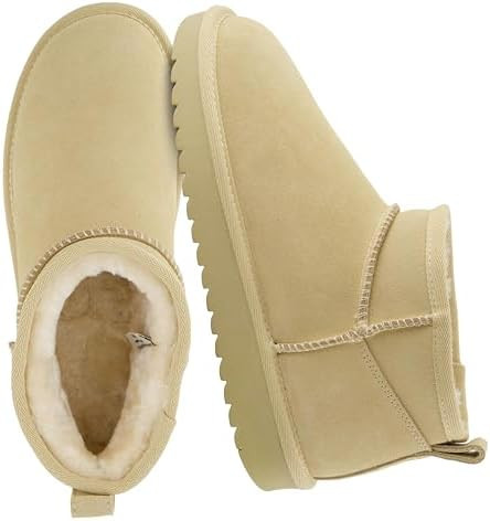 CUSHIONAIRE Hip-3 Genuine Suede Leather Ankle Boots for Women – Pull On Cozy Faux Fur Boots Wom... | Amazon (US)