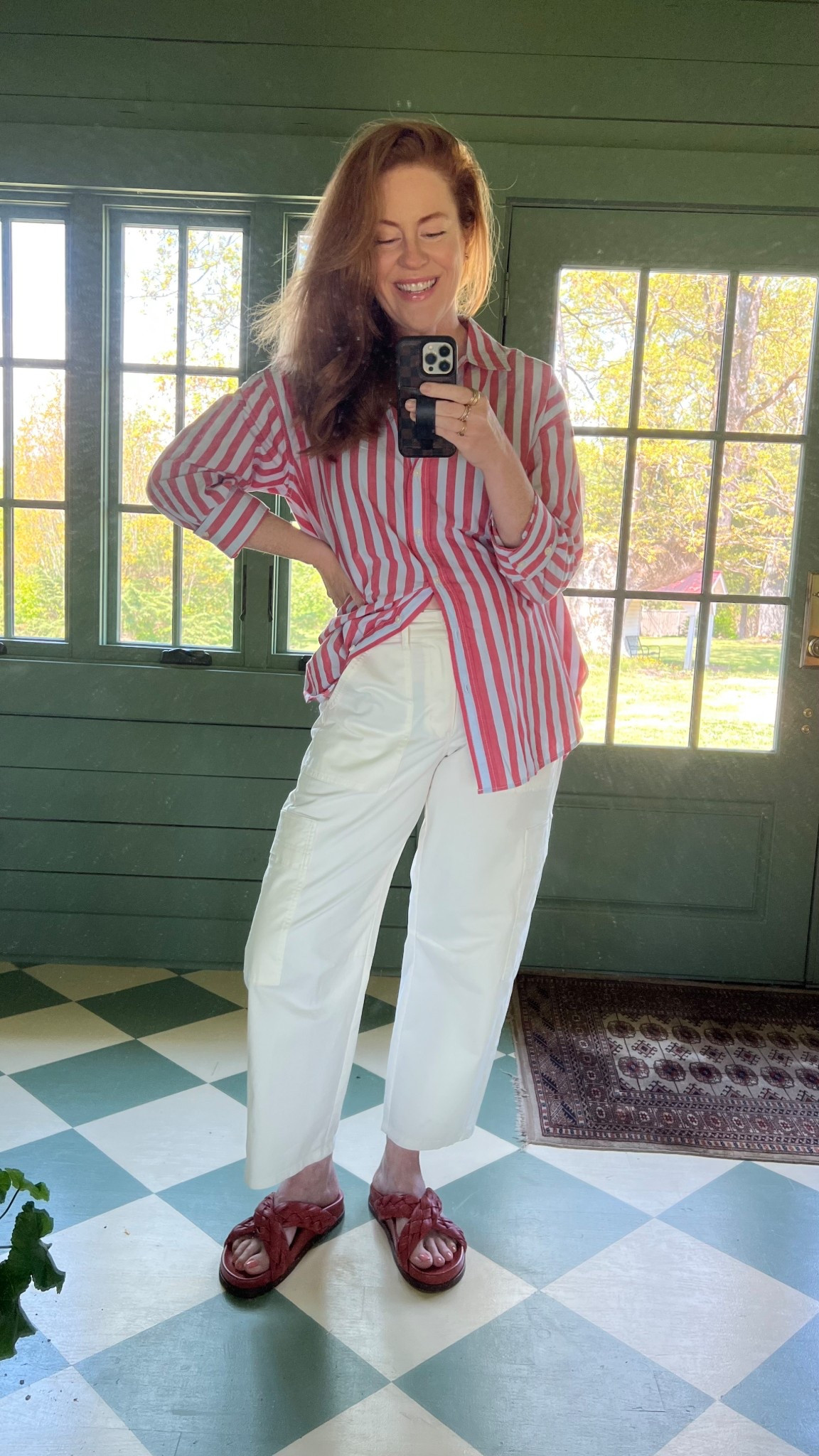 good friday
• size medium oversized striped button up (in stores target)
• size 8 white cargos tts
• size 10 flats went up a 1/2 size 

#LTKStyleTip #LTKOver40 #LTKFindsUnder50