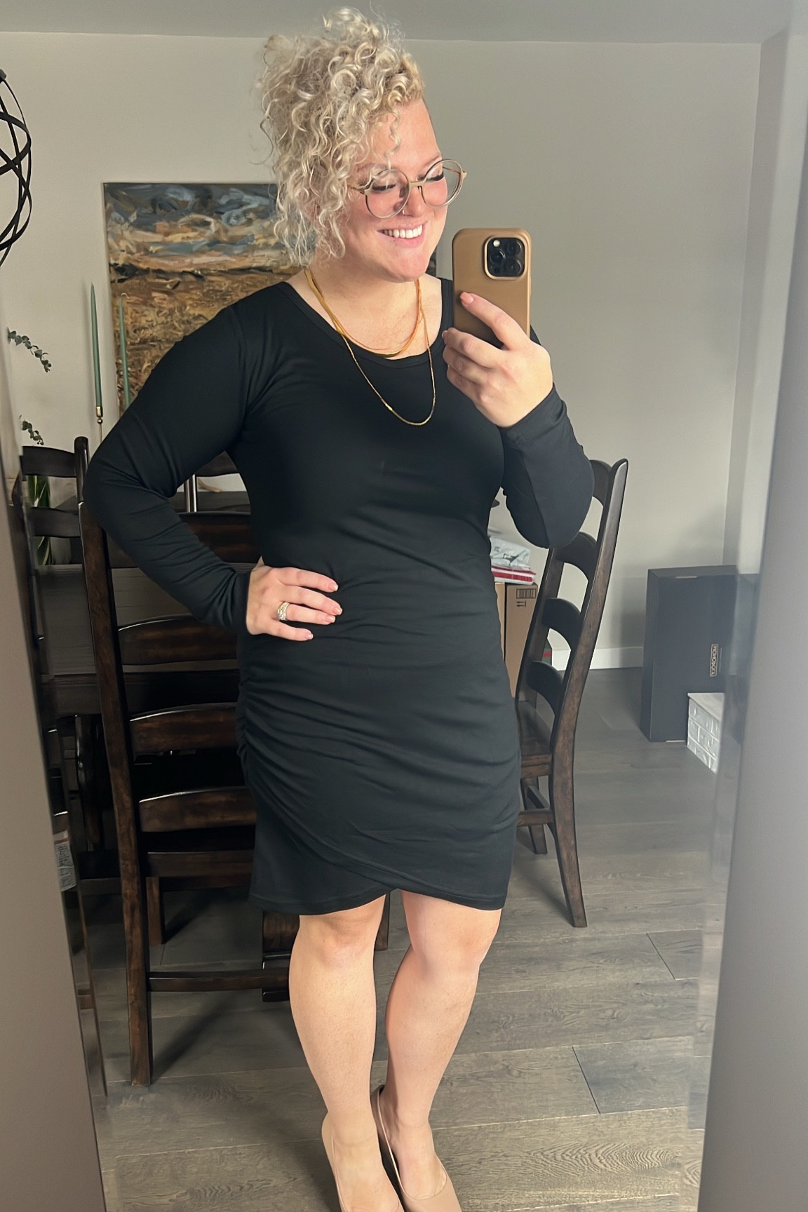 This dress is true to size, but very forgiving. It also has ruching at both sides making this a CUTE maternity option! I’m wearing a medium, did try on the large but it was too big  

#LTKitbag #LTKfindsunder50 #LTKSeasonal