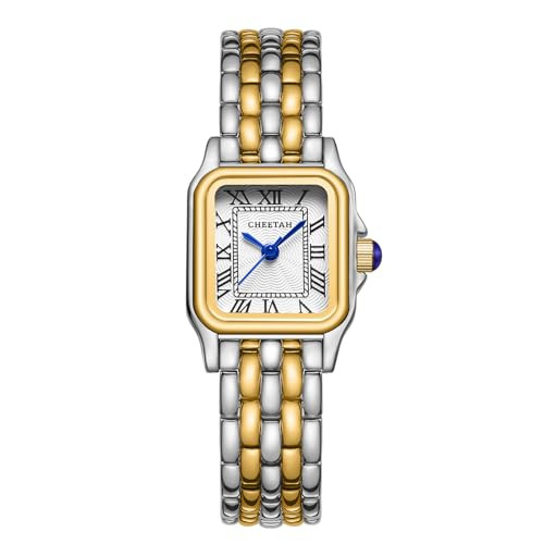 CHEETAH Gold Watches for Women with Small Vintage Bracelet, Rectangular Case Roman Dial | Amazon (CA)