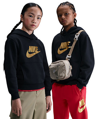 Big Kids' Sportswear Gold Satin Logo Club Fleece Hoodie | Macy's