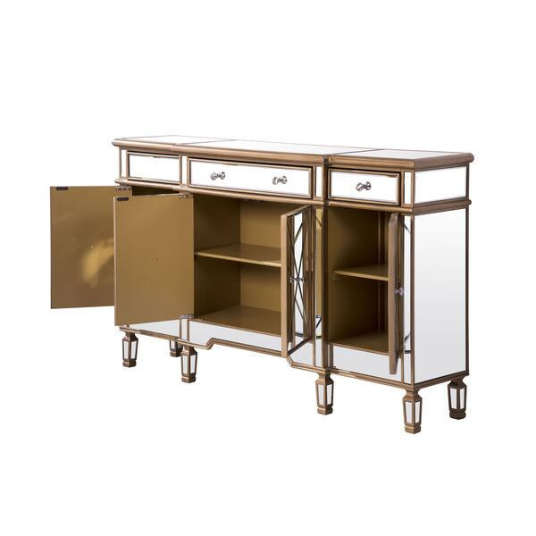 Elegant Lighting Contemporary Contempo 3 Drawer 4 Door Cabinet 60" x 14" x 36" in Gold Clear | Bed Bath & Beyond