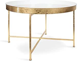 Kate and Laurel Celia Modern Glam Round Metal Coffee Table, 28.25" x 28.25" x 19", White and Gold... | Amazon (US)