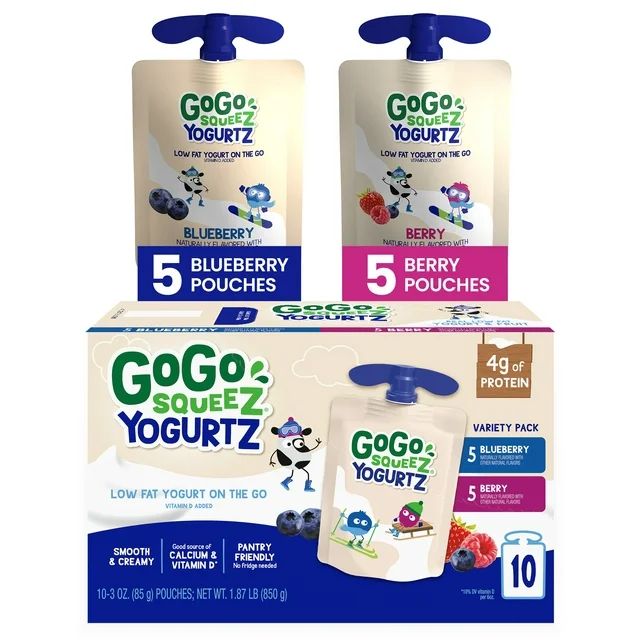 (10 Pack) GoGo Squeez Yogurtz Blueberry and Berry Pouch, 3 oz, 10 Pack | Walmart (US)