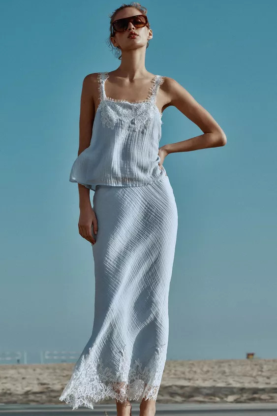 LACE-TRIMMED CAMISOLE TOP | Zara UK