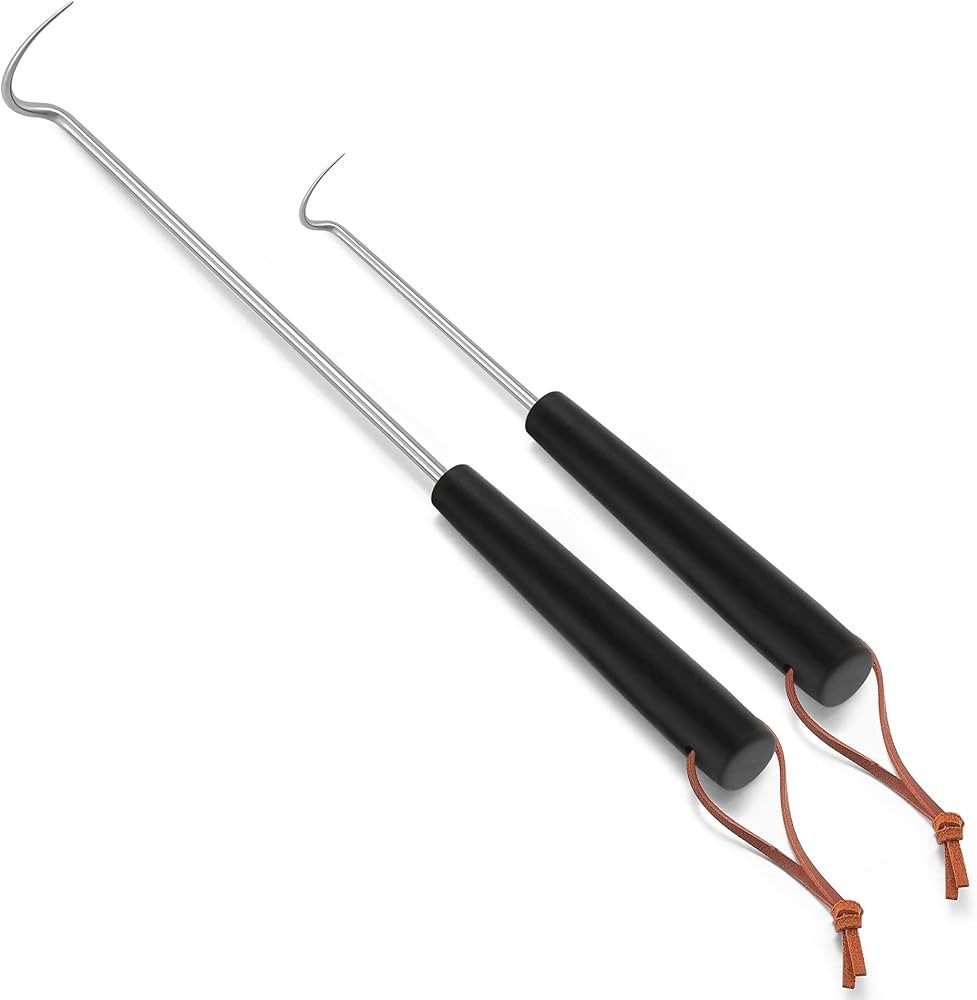 Leonyo 2 Pack Pigtail Food Flipper, 12 & 17 Inch Meat Hook Flippers Turner with Stainless Steel S... | Amazon (US)