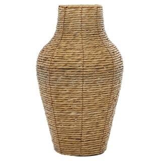 Brown Handmade Tall Woven Floor Faux Seagrass Decorative Vase | The Home Depot