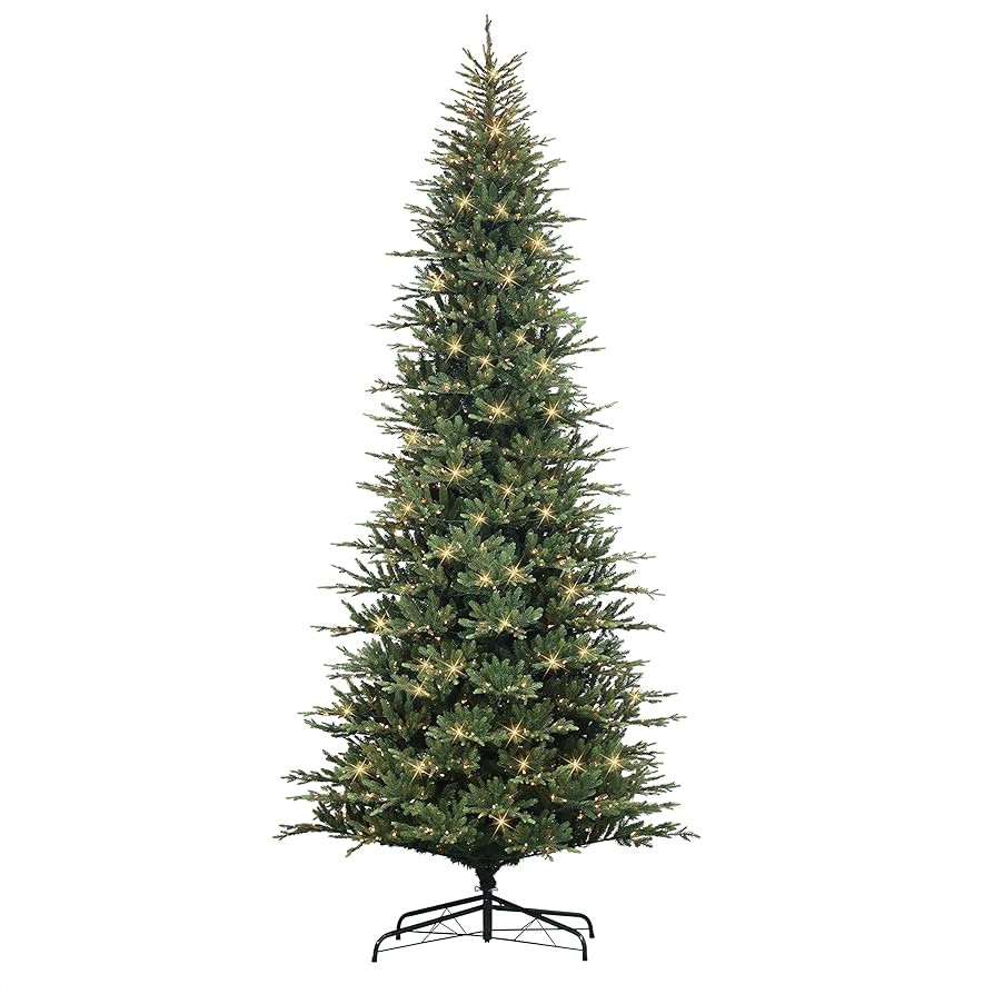 Puleo International 12 ft Pre-Lit Slim Balsam Aritifical Fir Tree 7197 Tips 1100 Clear Lights On/... | Amazon (US)