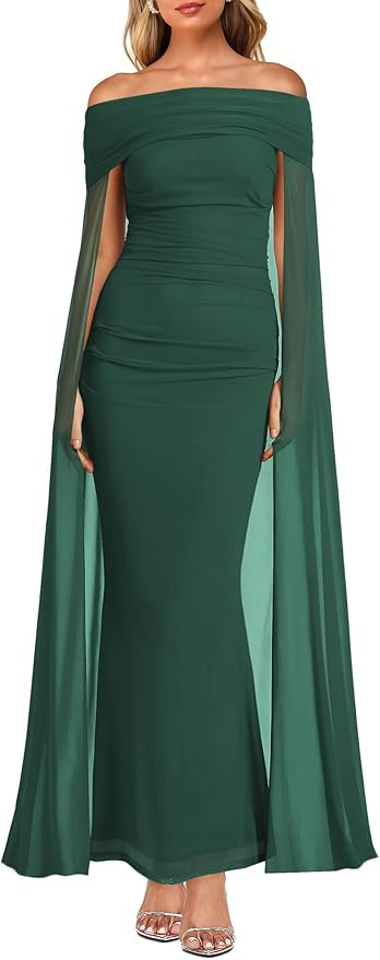 Aisbei Women's Elegant Off Shoulder Bodycon Maxi Dress Evening Gowns Party Formal Wedding Guest D... | Amazon (US)