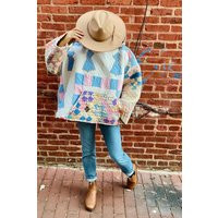 Vintage Handmade Patchwork Quilt Oversized Pullover Hooded Coat Jacket | Etsy (US)