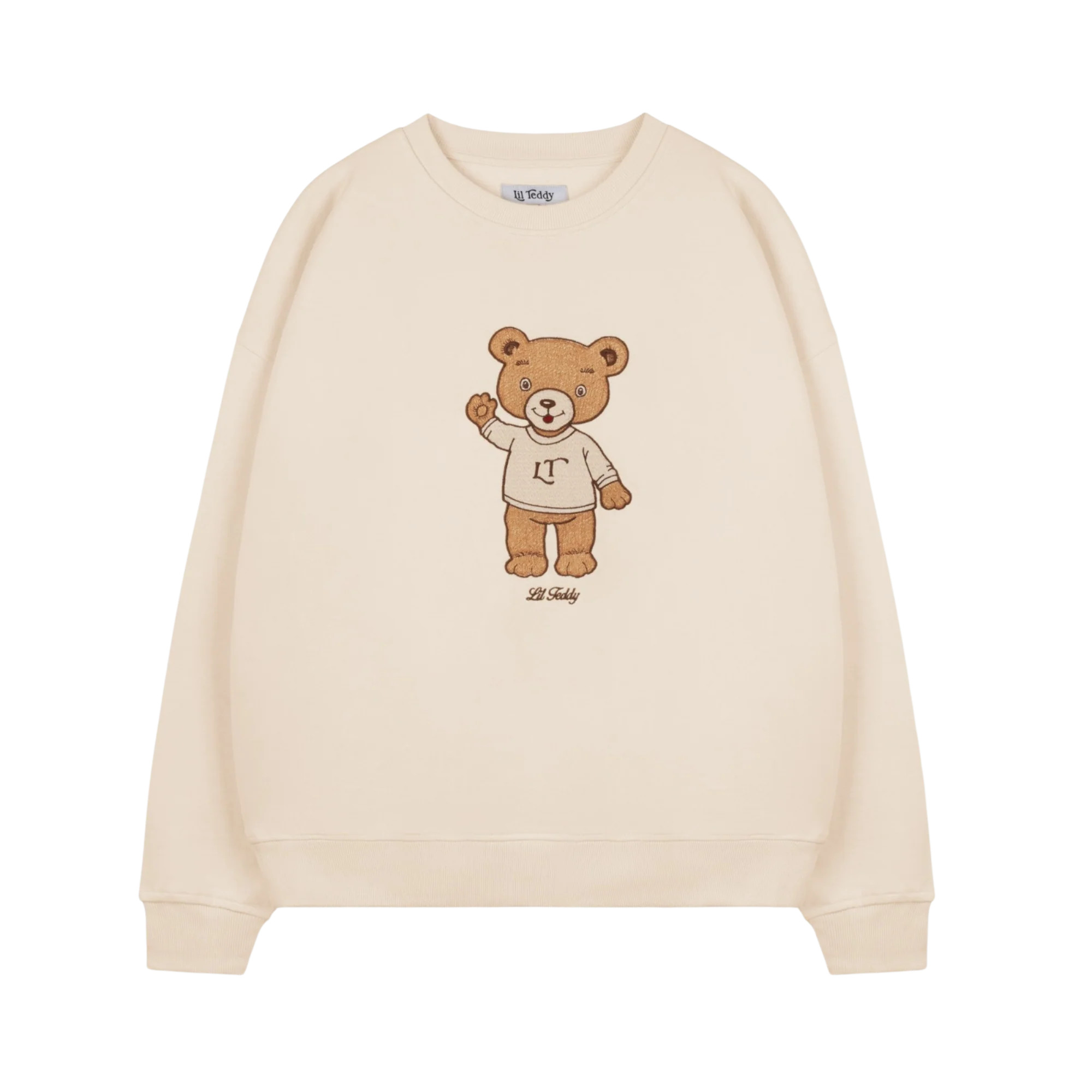Bigger Teddy Oversized Signature Embroidered Pullover Beige | Lil Teddy (US)