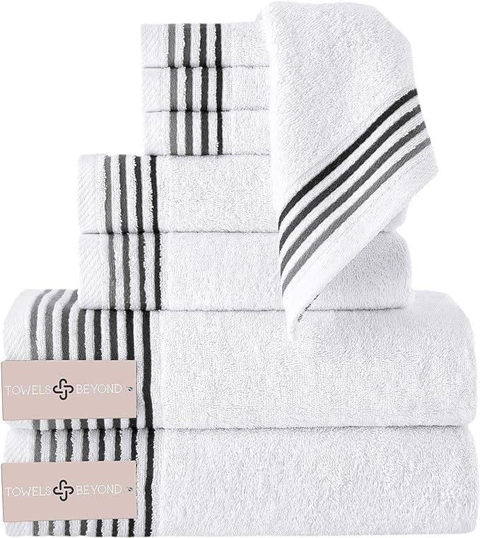 Classic Turkish Towels 8 Piece Luxury Bamboo Cotton Fiber Towel Set - Silky Soft Natural Hypoalle... | Amazon (US)