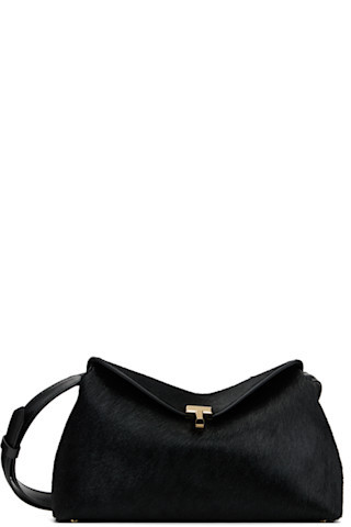 Black T-Lock Pony Hair Clutch | SSENSE