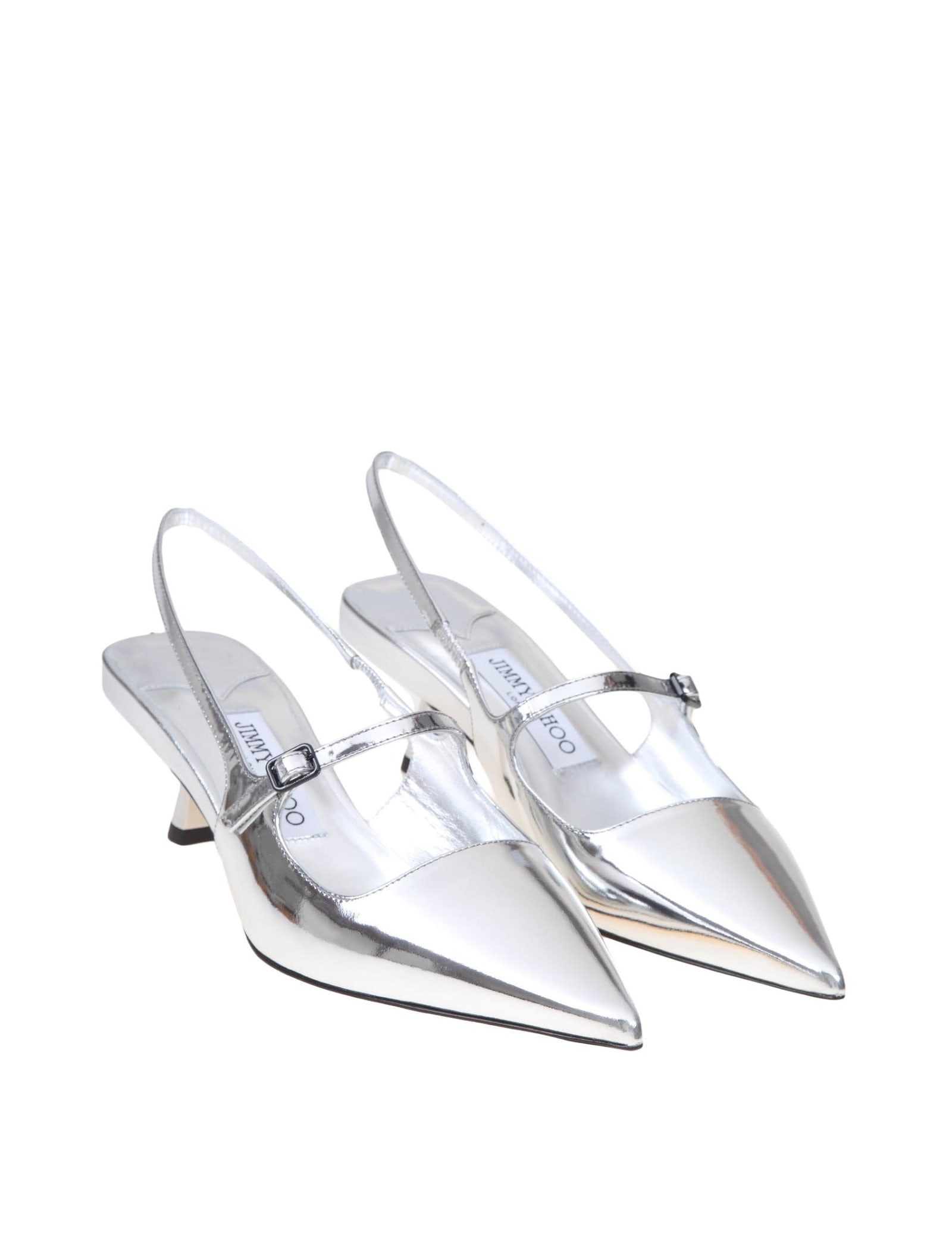 Jimmy Choo Slingback In Silver Metallic Leather | Italist.com US