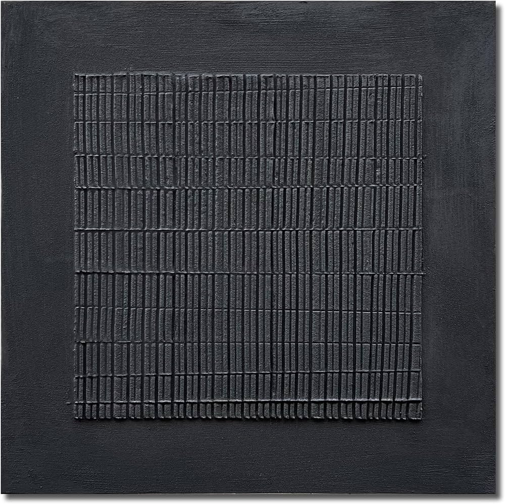 NANKAI Art Hand-Painted Thick Texture Black Canvas Art Modern Minimalist Abstract Art 24x24 inch ... | Amazon (US)