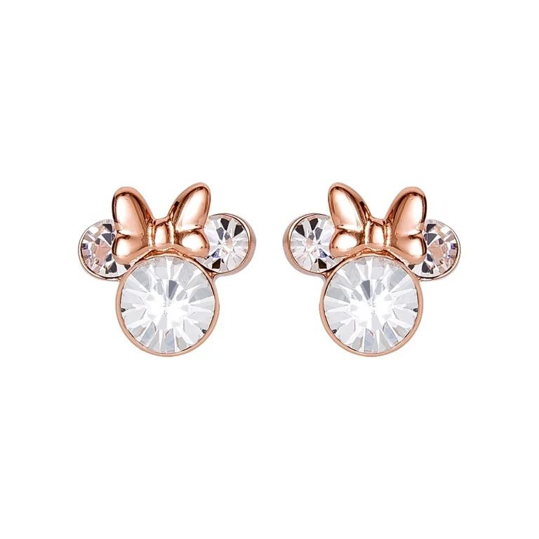 Disney Girl's/Tween Sterling Silver 14KT Gold Plated Minnie Mouse Earrings | Walmart (US)