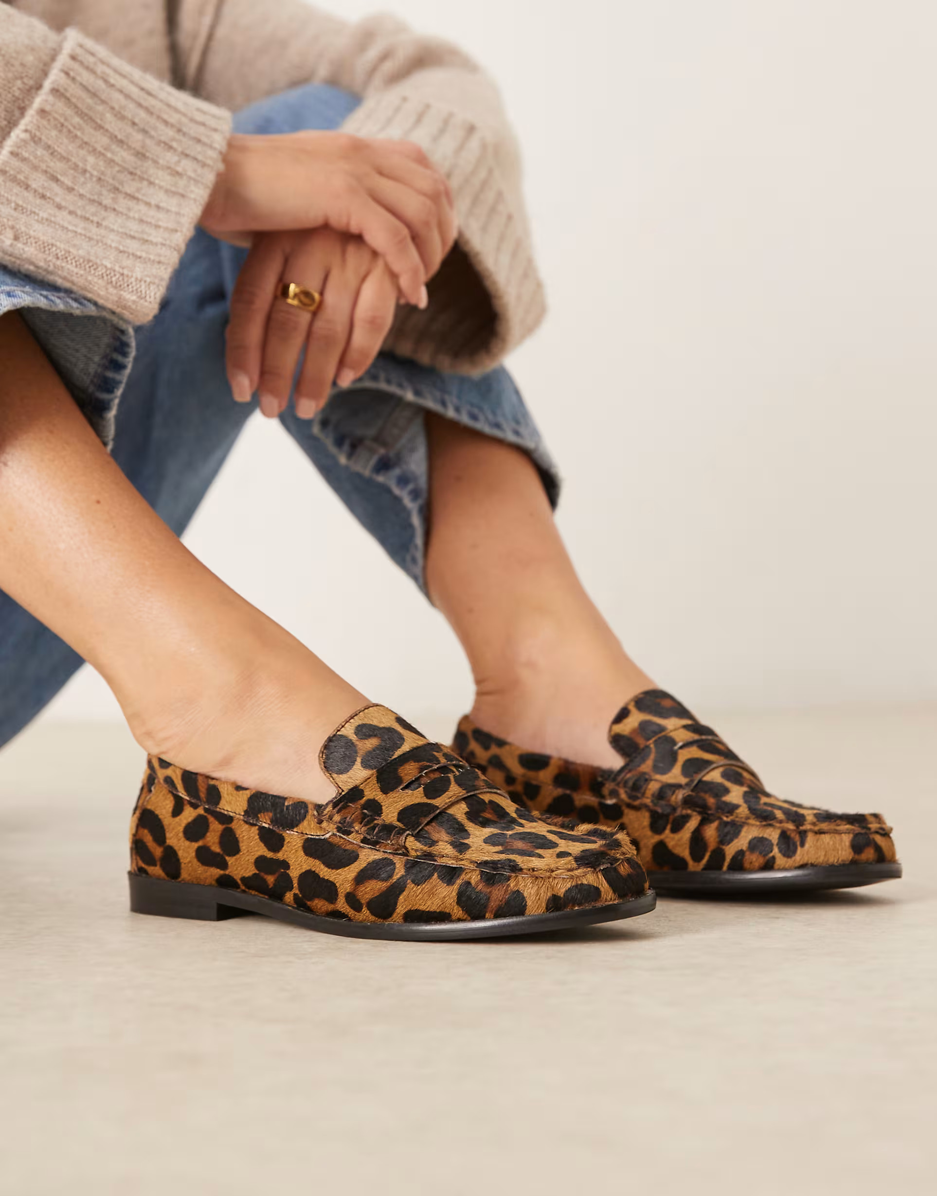ASOS DESIGN Mayfair premium ruched loafers in leopard print | ASOS (Global)