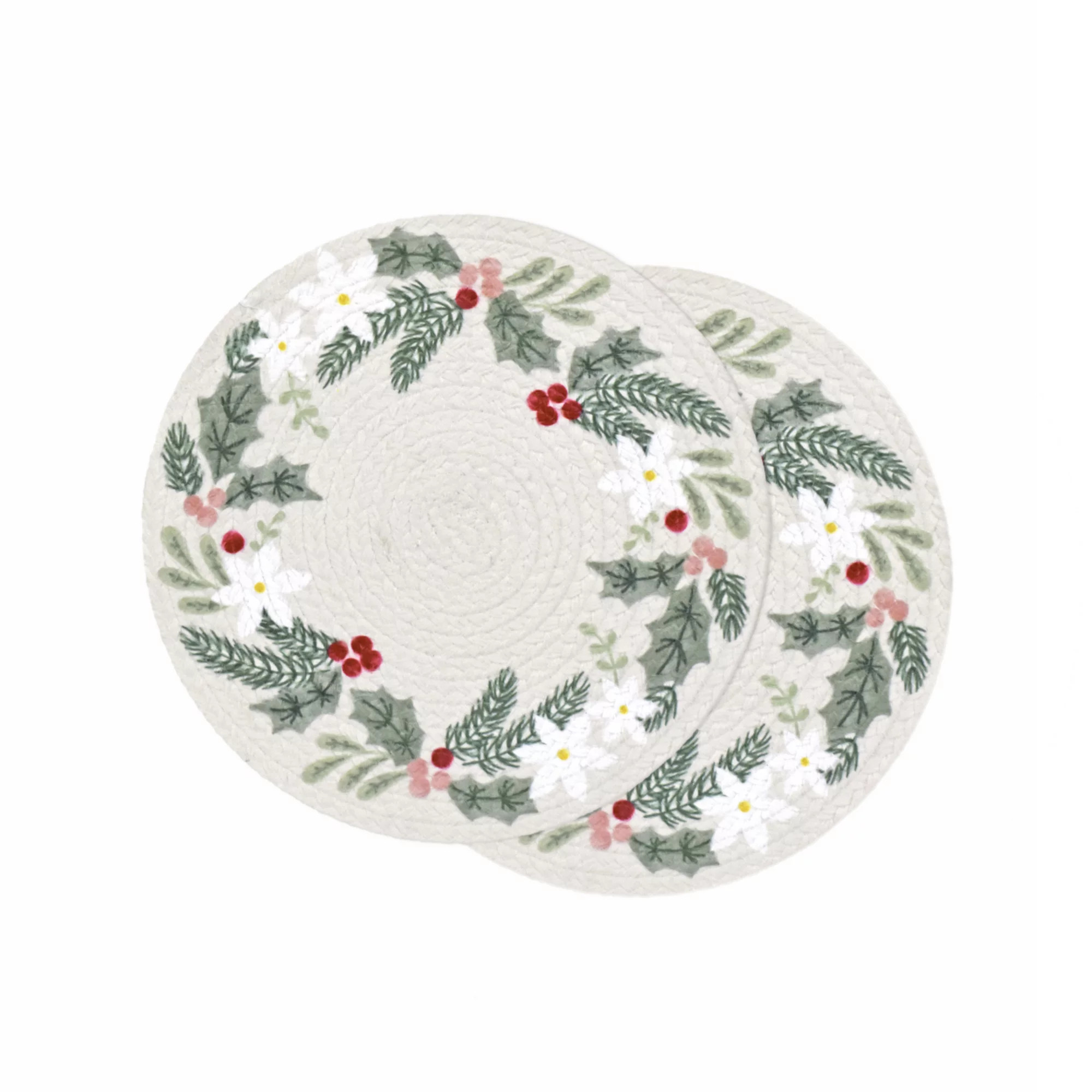 St. Nicholas Square® 2-Piece Holiday Wreath Braided Trivet Set, Brown | Kohl's