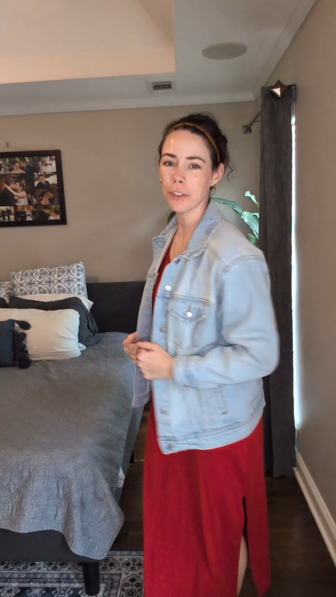 Tall girl red maxi with denim jacket and white sneakers! I love the loose casual fit that feels out together! I'm ready to tackle the day with my kids. I'm 5'9 160lbs wearing a medium #amazon #target #momlife #momstle 

#LTKootd #LTKmomlife #LTKTall
