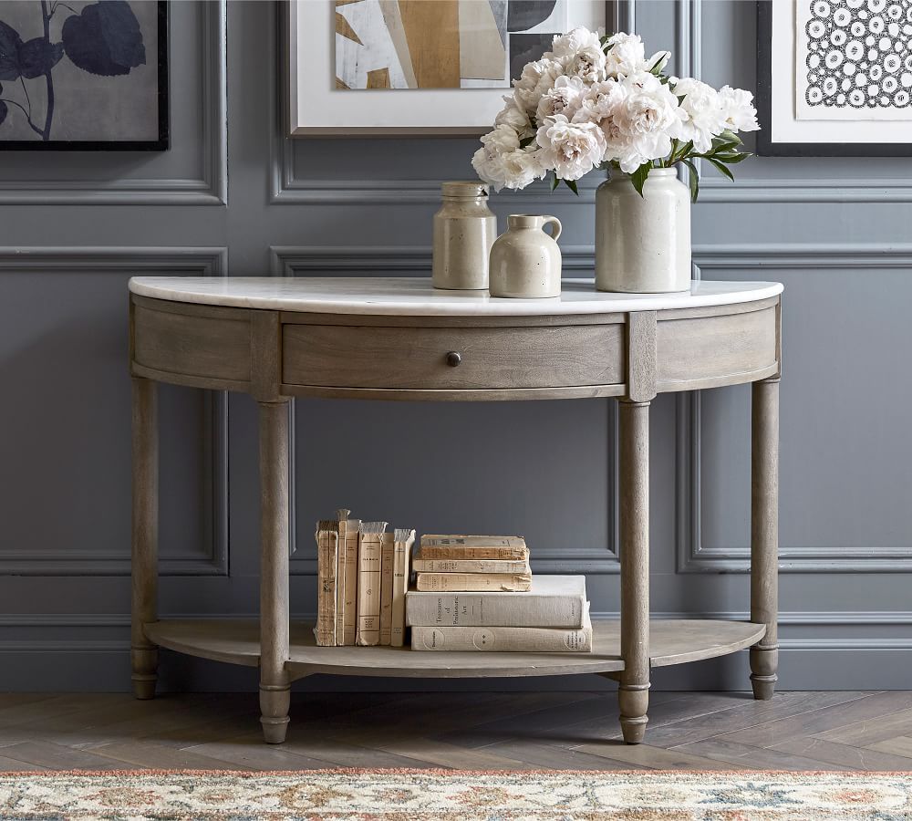 Alexandra 48" Demilune Marble Console Table | Pottery Barn (US)