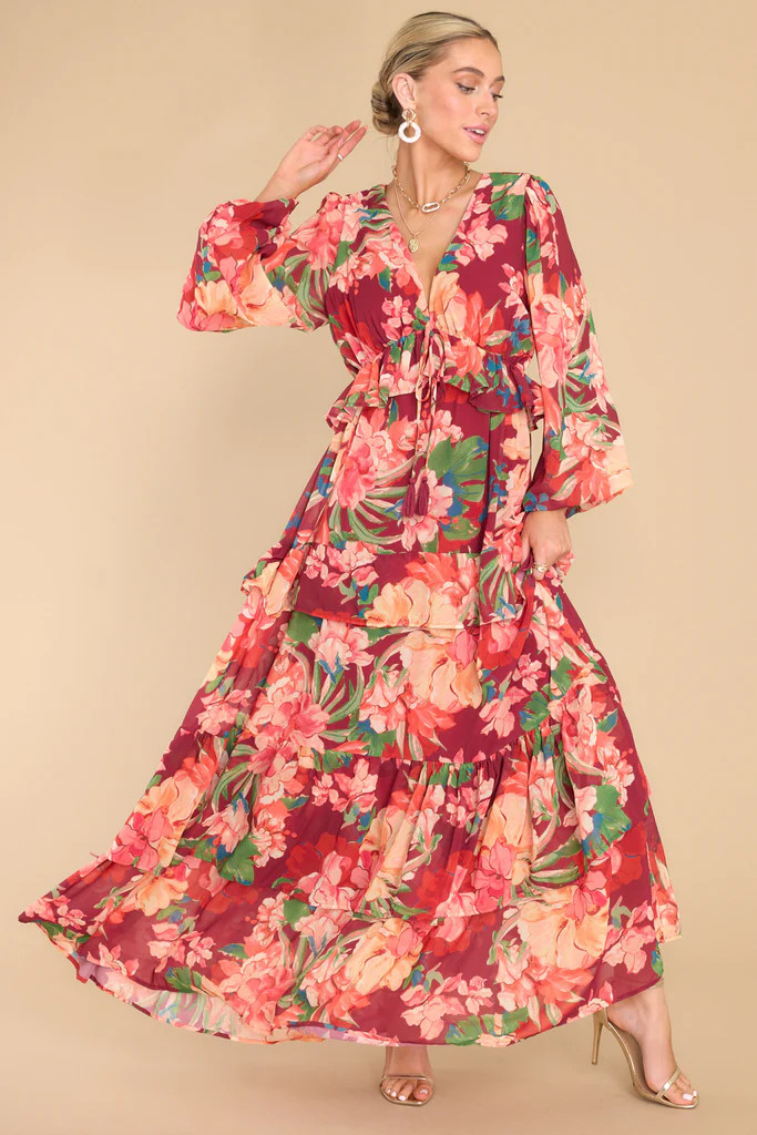 Dance Off Burgundy Multi Maxi Dress | Red Dress 