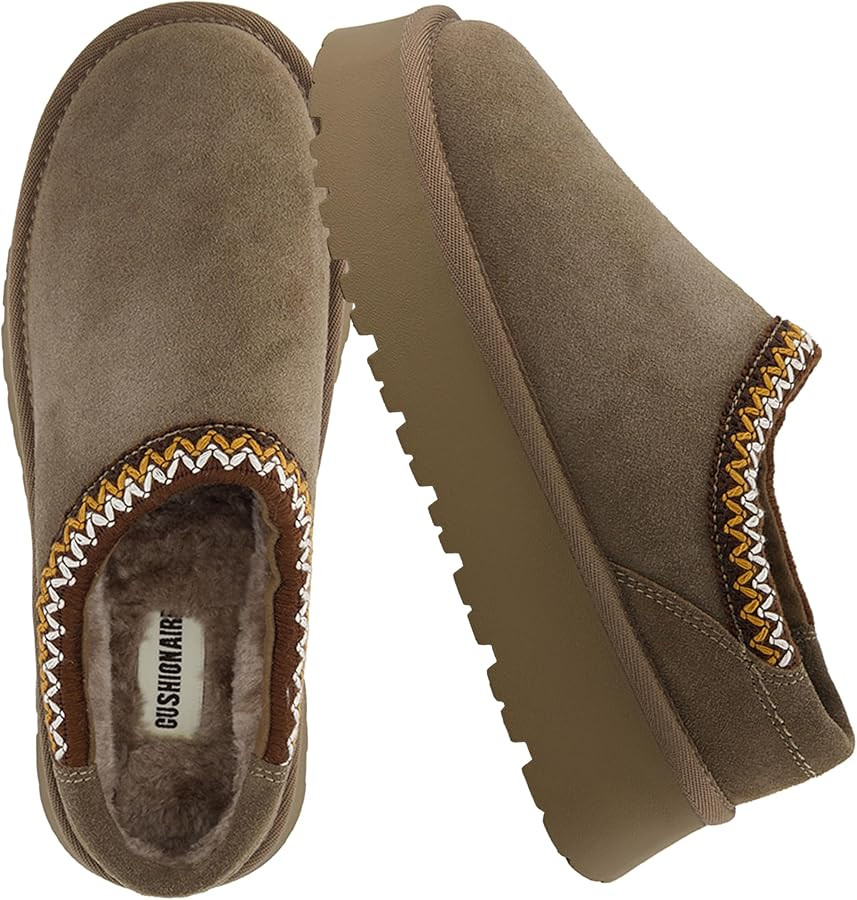 CUSHIONAIRE Kabuki Platform Boots Genuine Suede Fuzzy Mule Slippers for Women with Memory Foam | ... | Amazon (US)