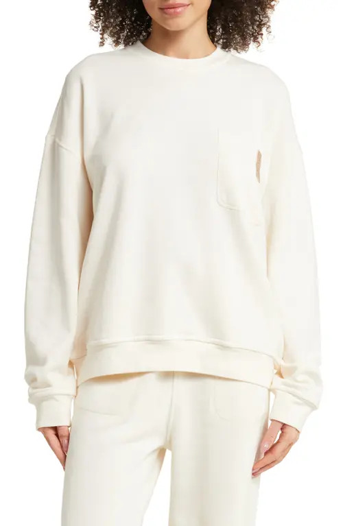 Lunya Silksweats™ Oversize Cotton Blend Pajama Sweatshirt in Sway Birch at Nordstrom, Size Large | Nordstrom