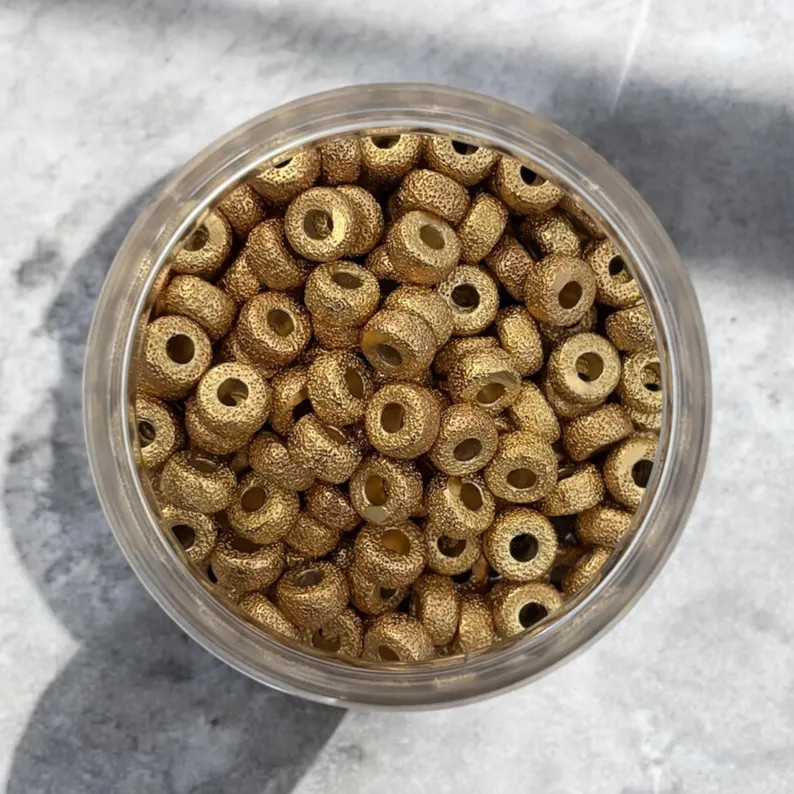Textured Rondell 8mm Forte Bead Plated Textured Rondels 8mm Forte Bead, Wholesale Florentine Fini... | Etsy (US)