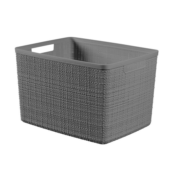 Curver Jute Large Basket, Plastic Storage Bin, Grey Flannel - Walmart.com | Walmart (US)
