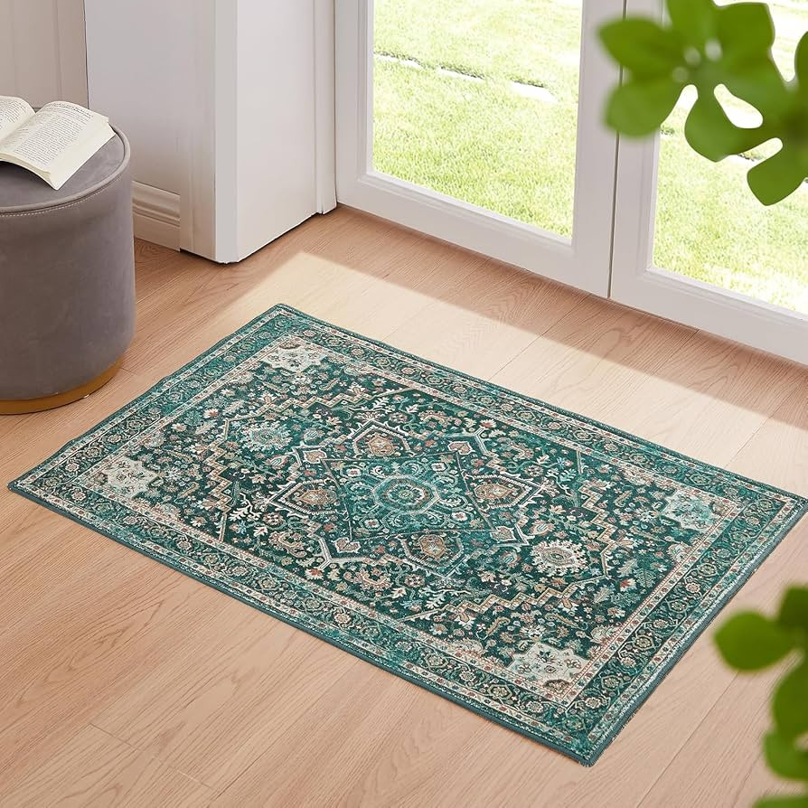 Floralux Washable Area Rug Boho Non Slip Small Rug for Entryway Indoor Mat Machine Rug Throw Rug ... | Amazon (US)