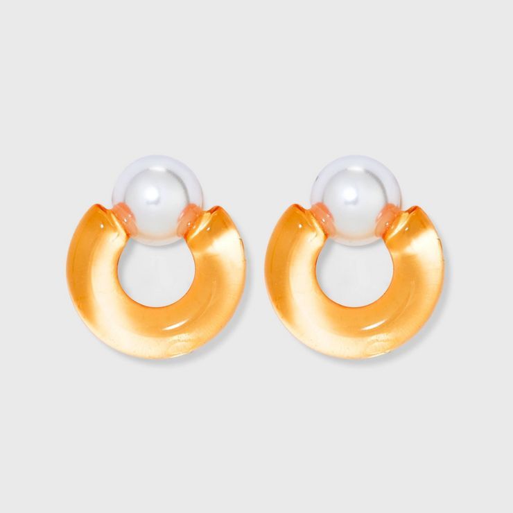 Pearl Post Hoop Earrings - A New Day™ | Target