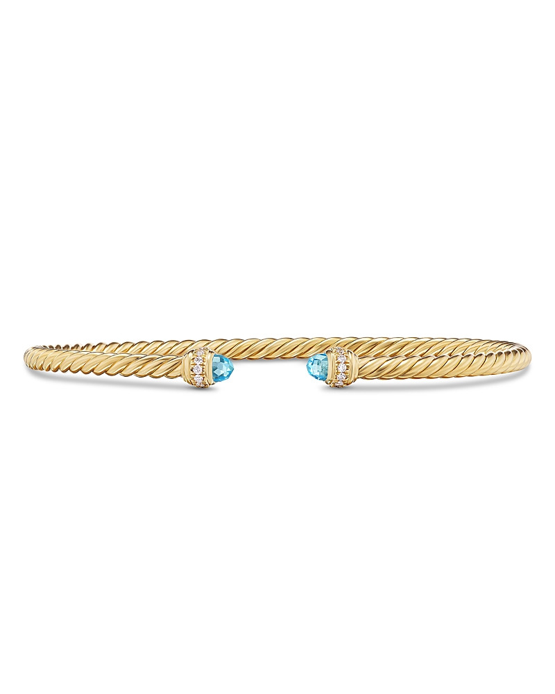 David Yurman 18K Yellow Gold Classic Cablespira Pave Diamond & Blue Topaz Bracelet | Bloomingdale's (US)