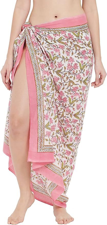 parihan Swimsuit Beach Sarong Cover Ups for Swimwear Women-Hand Print Wrap Skirt | Amazon (US)