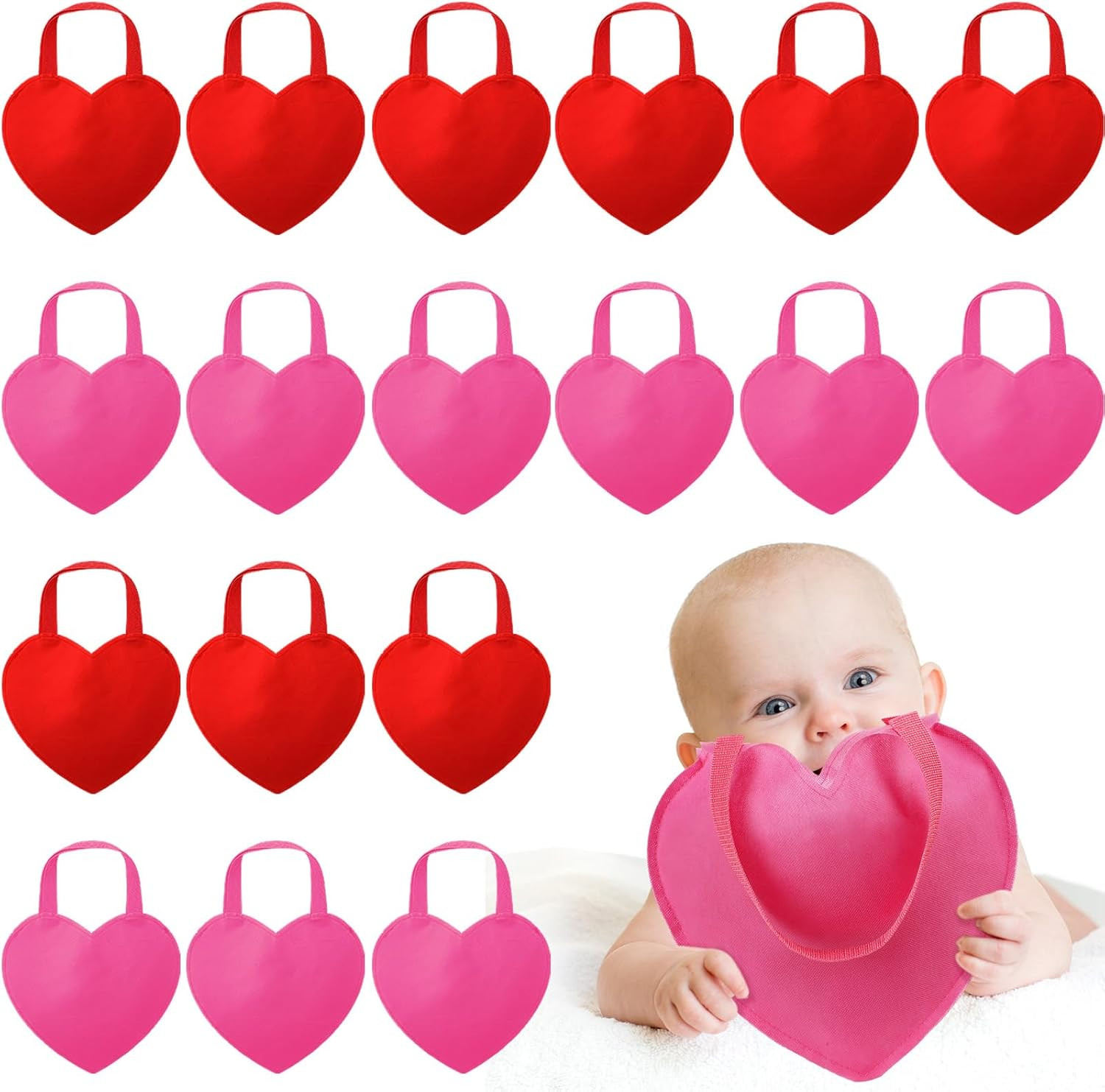 Locmeo 24 Pcs Valentine's Day Party Favor Bags Heart Themed Party Goody Candy Bags Nonwoven Gift ... | Amazon (US)