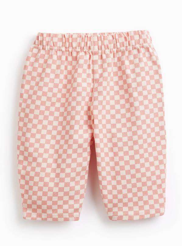 Pink Chequered Wide Leg Joggers 9-12 months | Tu Clothing