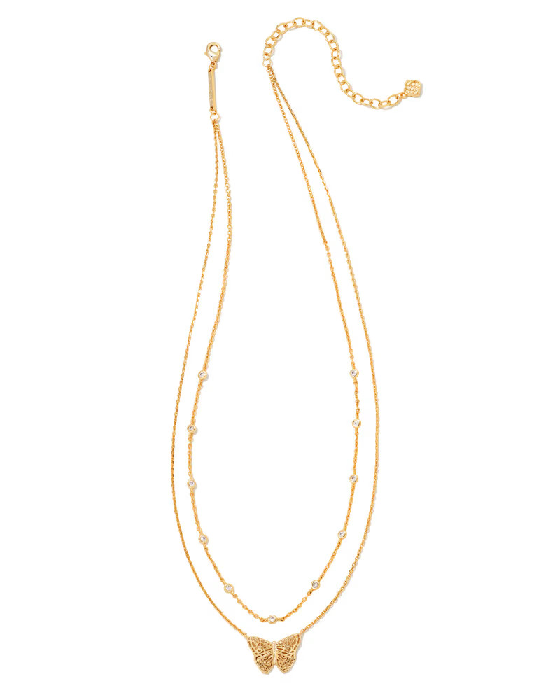 Hadley Butterfly Multi Strand Necklace in Gold | Kendra Scott