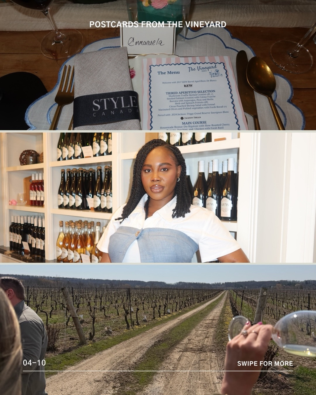 one thing i love most about content creation is getting to experience places through a different lens. 🍷✨ #stylebyemmanuela

earlier this spring, i spent the day at a beautiful winery with @style_canada slowing down, enjoying thoughtfully curated wine pairings, sharing stories around the table, and appreciating the little details that make an experience memorable.

while you’ve already seen the winery itself, these are the moments in between, the outfit that made me feel confident, the vineyard views that made me pause, the food pairings that elevated every sip and the people who made the day even more special.

sometimes luxury isn’t about grand gestures. sometimes it’s about good company, beautiful scenery, and being fully present in the moment.

special thanks to the brands behind the memories 🍷🤍:

@kewvineyards @jacksontriggs @inniskillinwines @leclosjordanne @arterrawinescanada and @style_canada, thank you for creating such a thoughtful experience. 

📸: @giuliamenechella (slide 2, 15 & 20)

consider this your sign to add a winery day to your Toronto summer bucket list 🍇☀️

would you spend an afternoon here?⬇️

#torontosummer #ontariowinery #torontoblogger #thingstodointoronto

#LTKsummer #LTKcanada #LTKfestival