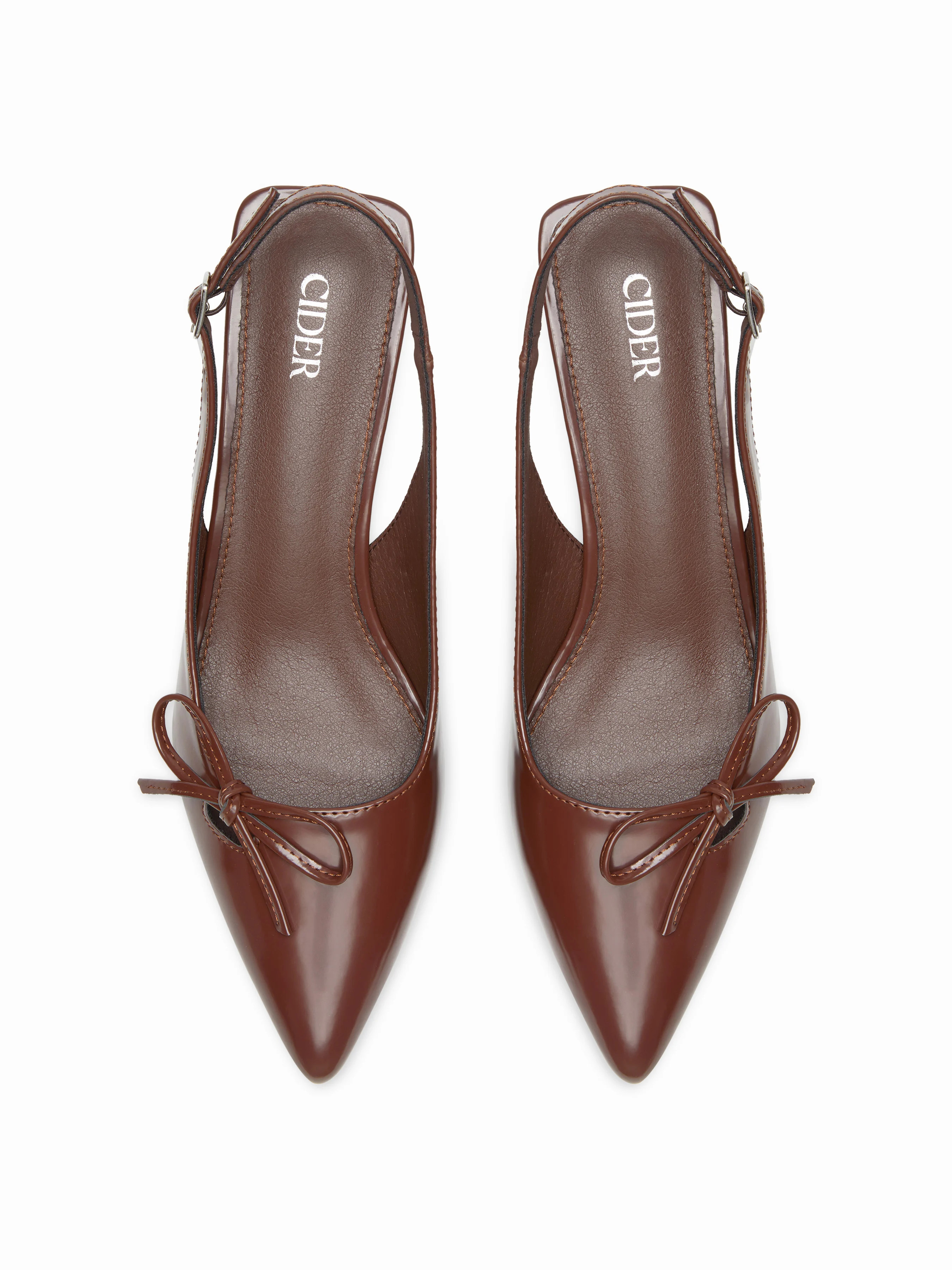 BOWKNOT POINTED TOE SLINGBACK HEELS | Cider