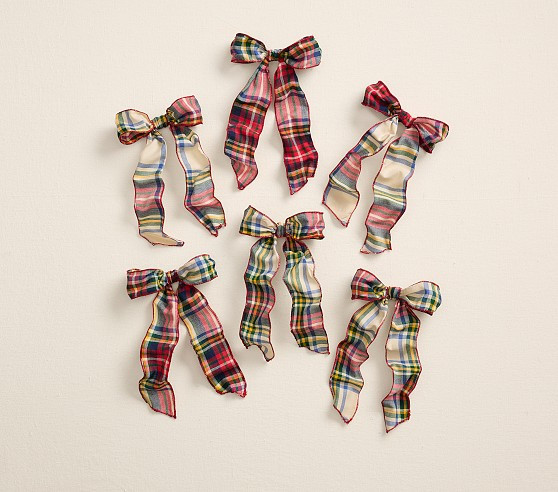 Stewart Plaid Bow Tree Clips, Set of 6 | Pottery Barn Kids